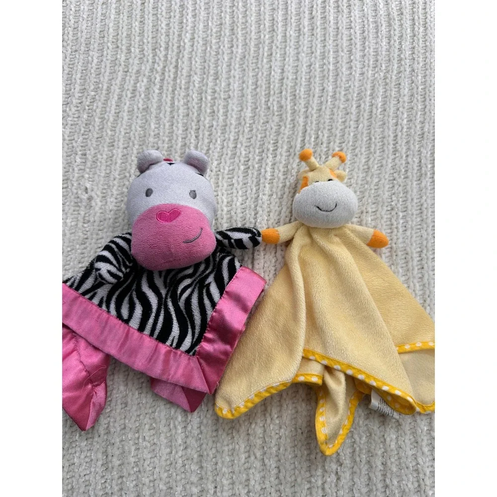 Garanimals Zebra Pink Satin & Cracker Barrel Giraffe Baby Security Blanket Lot‎